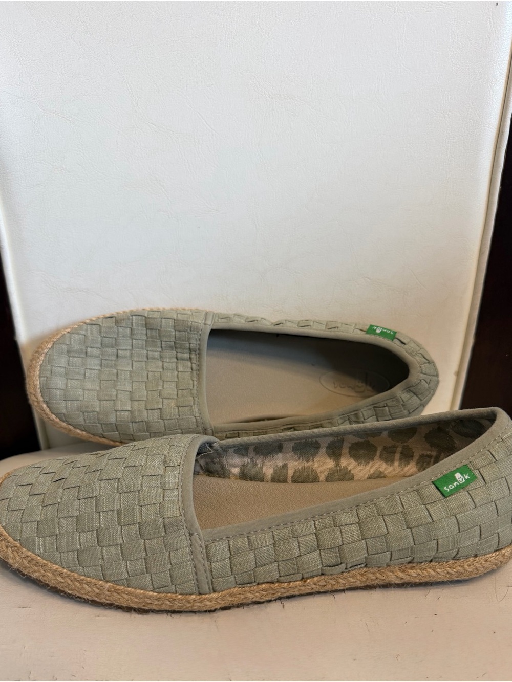 Sanuk Women's Sage Green Woven Espadrille Slip-Ons
